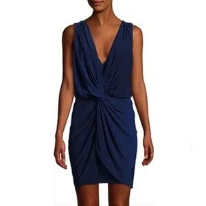 Misa Los Angeles Stretch Knit Sleeveless Cocktail Navy Blue Mini Dress NWT Small
